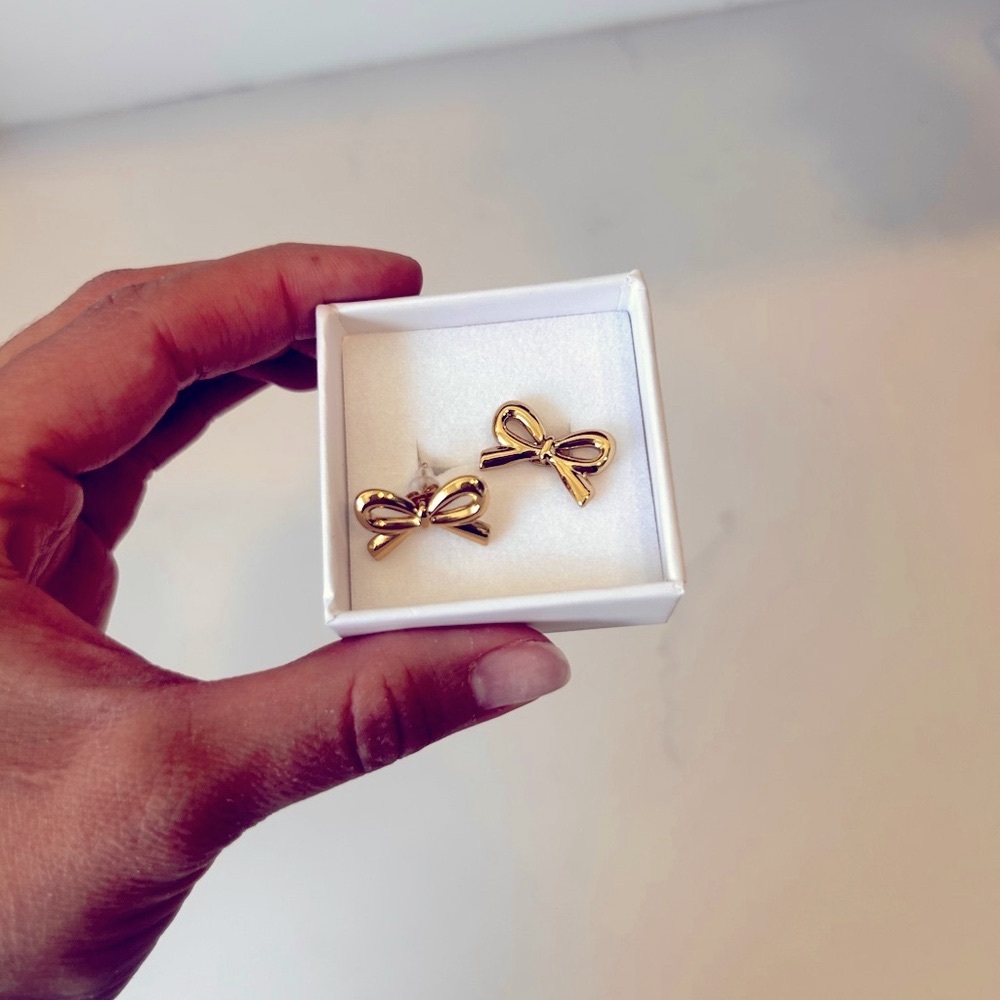 18k Gold Plated Stainless Steel Bow Earrings